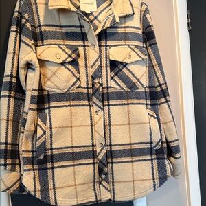 Plaid Button-Up Fleece Jacket